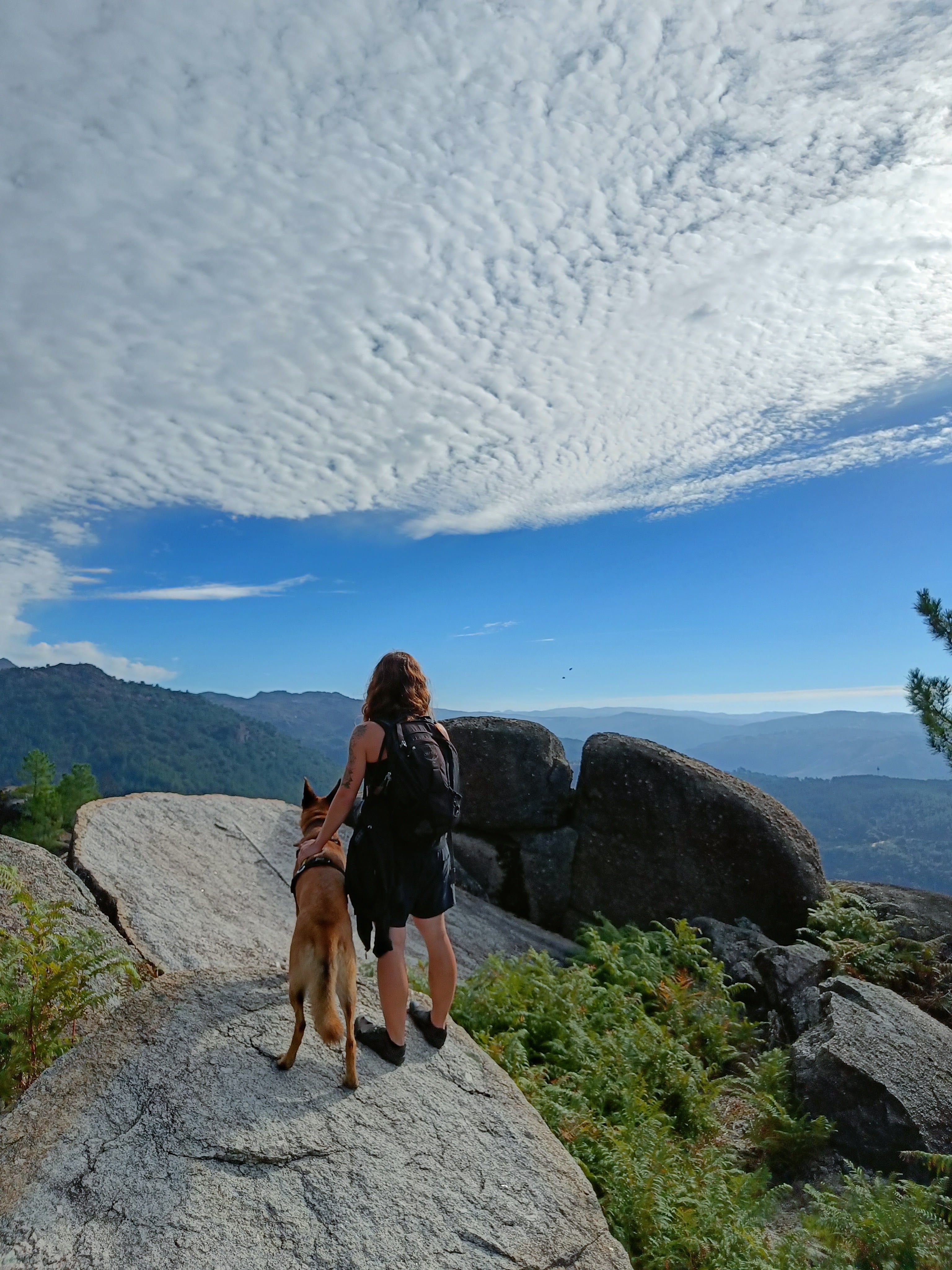 Chris hiking with Sushi the Belgian Malinois